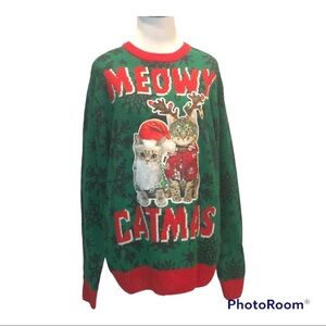 Ugly Christmas sweater Meowy Catmas Sweater Size Medium